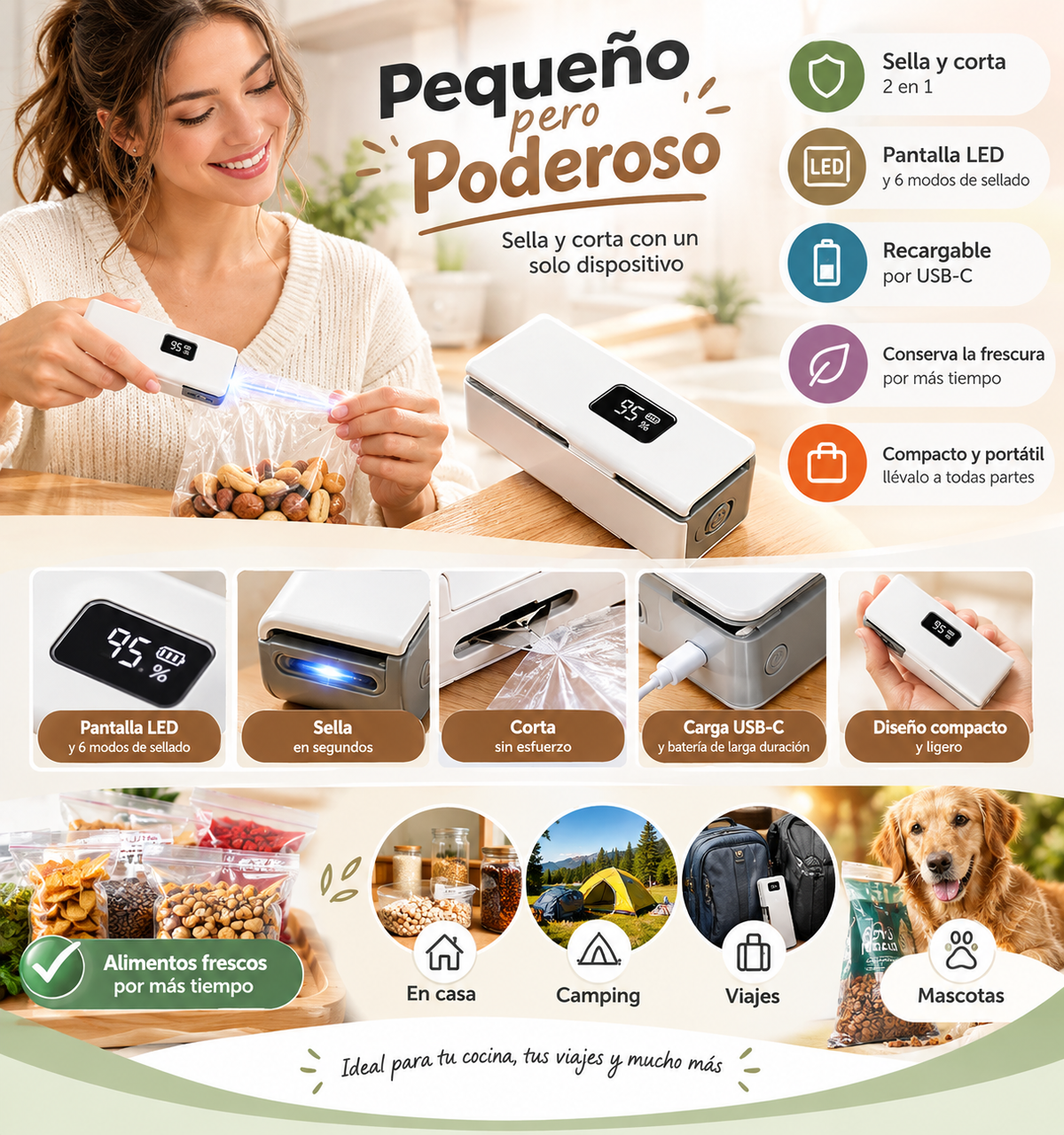 Sellador de bolsas 2 en 1